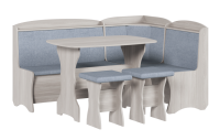 Обеденная группа, Анкор белый (скамья, стол, табурет), Ткань TEDDY 24