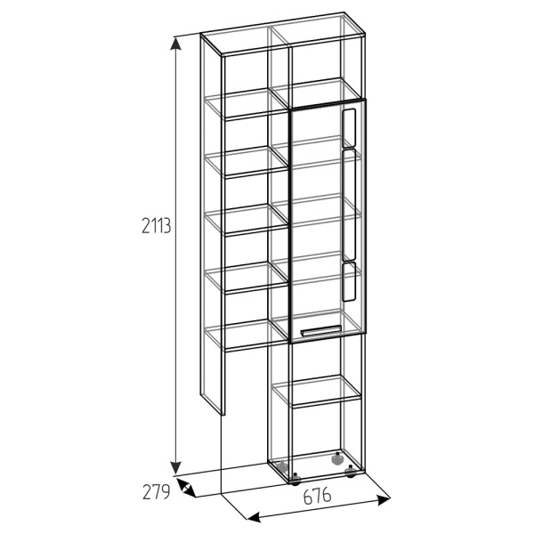 Crown 22 (гостиная) Шкаф МЦН (01) (Дуб золотистый/Графит)