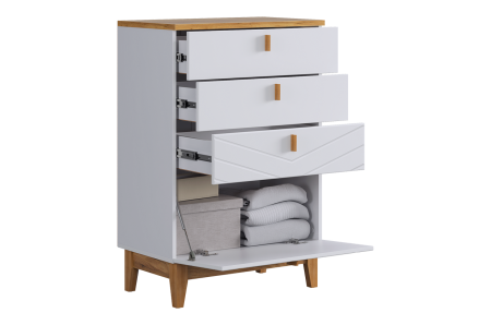 Комод Хюгге белое дерево/дуб крафт золотой/белый матовый