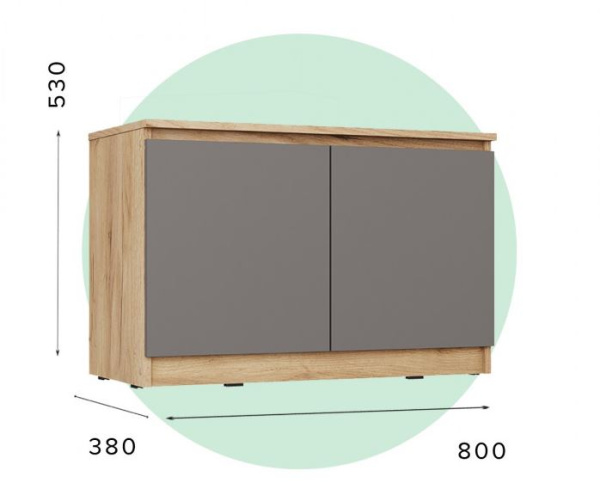 СИТИ Прихожая ТПр-12 Тумба для прихожей/524х804х380/ Серый Графит/Дуб крафт Золотой