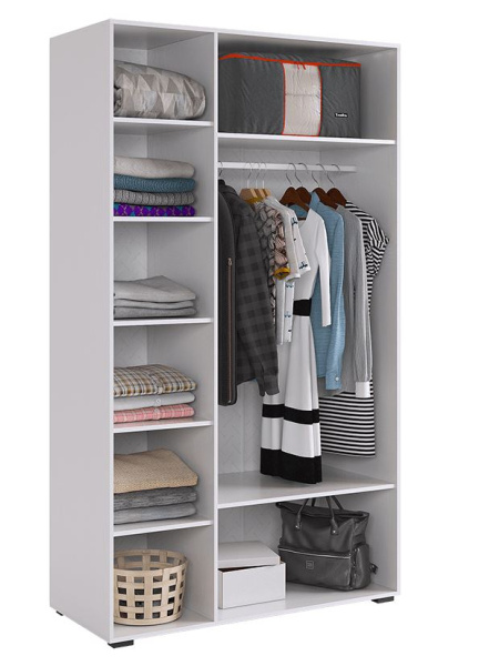 Ева Шкаф 3 дв Фасады 2 гл + 1зеркало/105.02/Белое дерево/Белый матовый