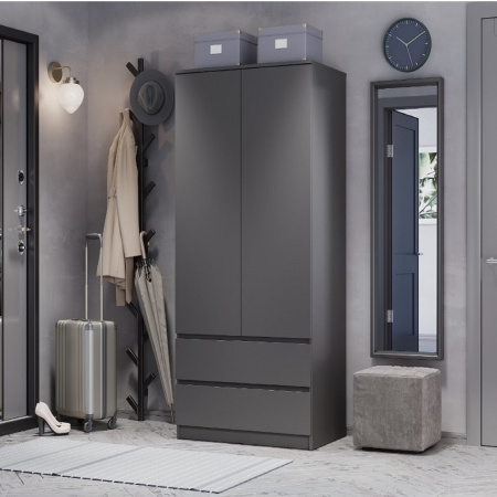 Шкаф 2-х створчатый Симпл ШК-03 (802*1900*514мм) лдсп графит