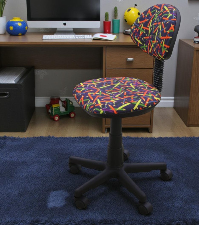 Кресло Логика (пластик WH,Ткань, KiD'S, №16 (карандаши),О,PL 540, б/подл, ролик белый)