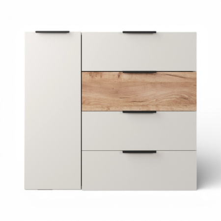 Комод Севиль 1дв.4ящ./ Кашемир/Дуб крафт