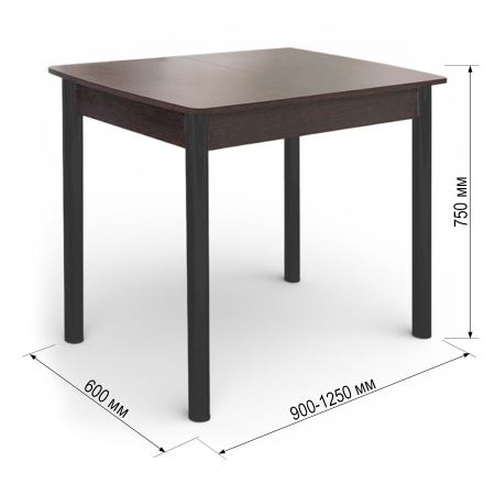 Стол кухонный  Уют 3 90(+35)*60*75 венге/Черный