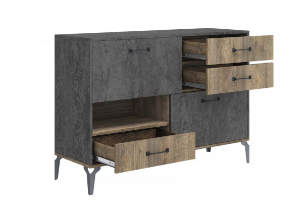 Комод с 3 ящиками Статус дуб самдал/цемент темный