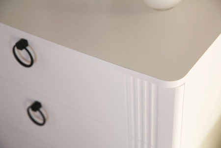 Ева Комод 3ящ/Белое дерево/Белый матовый